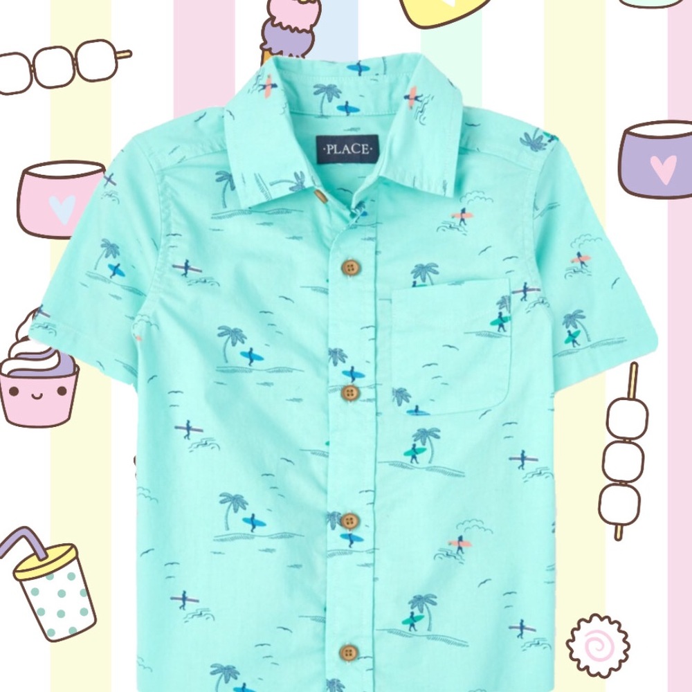 Boys Surfer Poplin Button Down Shirt - Picture 1 of 4